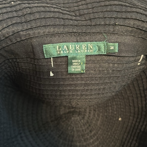 Lauren Ralph Lauren Floppy Sun Hat Black with White‎ Band & Gold Hardware Size M - Picture 3 of 4